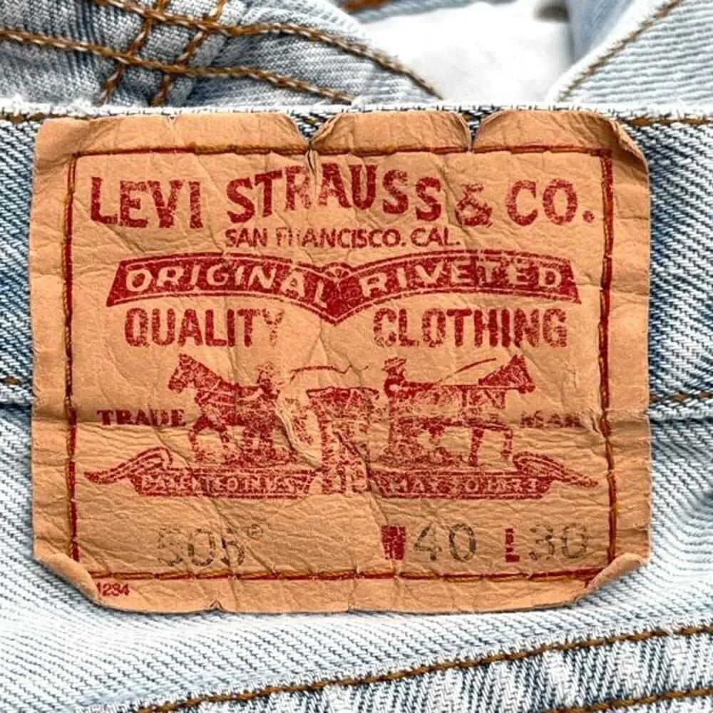 Levi's‎ 505 Jeans Men's W40 L30 Blue Denim Regular Fit Straight Leg Light Wash